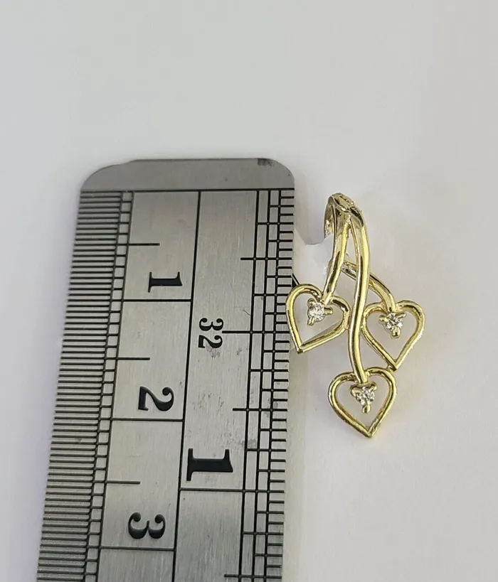 Charm Necklaces Gold and Diamond 10K Real Hearts Charm Pendant Gold 10kt Genuine Yellow