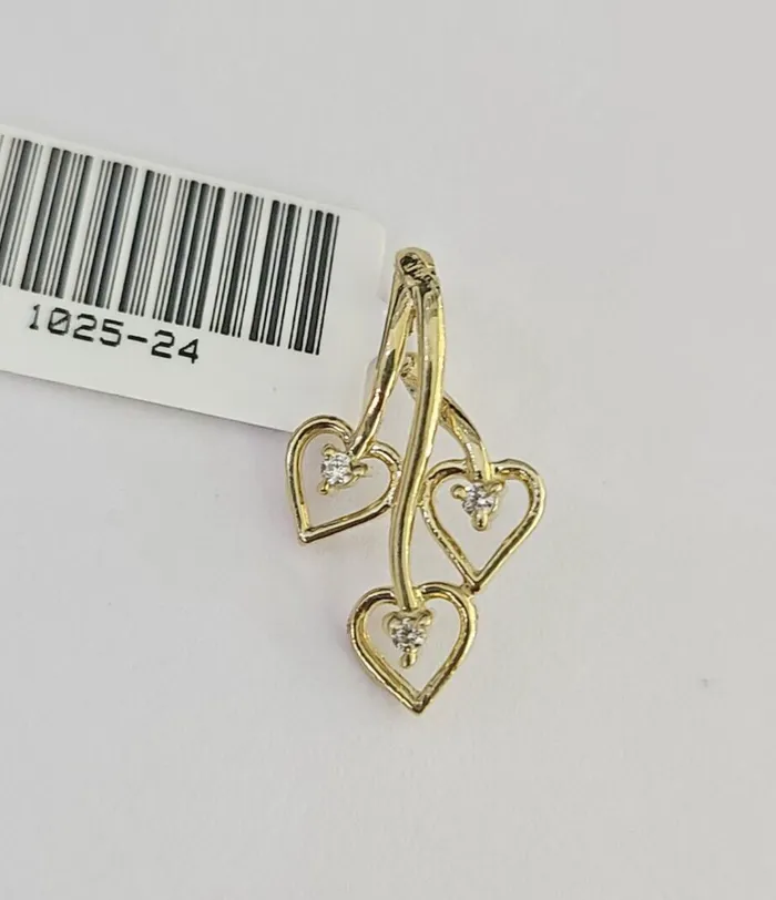 Charm Necklaces Gold and Diamond 10K Real Hearts Charm Pendant Gold 10kt Genuine Yellow