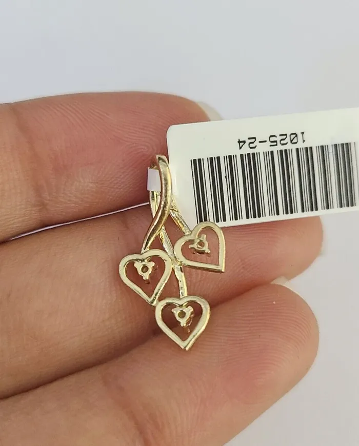 Charm Necklaces Gold and Diamond 10K Real Hearts Charm Pendant Gold 10kt Genuine Yellow