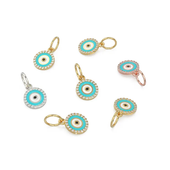 Charm Necklaces Jalvi Co 14k Gold Turquoise and White Diamond Evil Eye Pendant Charm 14k White Diamond and Turquoise Round Evil Eye Charm Lovely Protection Charm Necklaces Jalvi Co 14k Gold Turquoise and White Diamond Evil Eye Pendant Charm 14k White Diamond and Turquoise Round Evil Eye Charm Lovely Protection