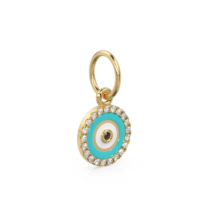 Charm Necklaces Jalvi Co 14k Gold Turquoise and White Diamond Evil Eye Pendant Charm 14k White Diamond and Turquoise Round Evil Eye Charm Lovely Protection Charm Necklaces Jalvi Co 14k Gold Turquoise and White Diamond Evil Eye Pendant Charm 14k White Diamond and Turquoise Round Evil Eye Charm Lovely Protection
