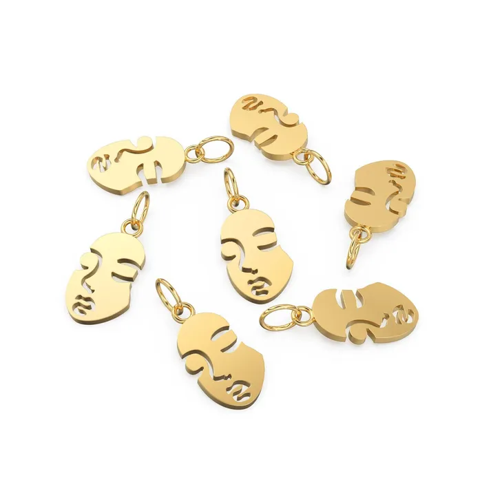 Charm Necklaces Jalvi Co Solid Gold Face Cutout Charm Pendant Pendant Human Face Charm Portrait Pendant Charm Necklaces Jalvi Co Solid Gold Face Cutout Charm Pendant Pendant Human Face Charm Portrait Pendant