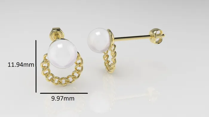 Earrings 14k Yellow Gold Earrings with 2 PEARL of 65mm each JCM DESIGN JEWELRY