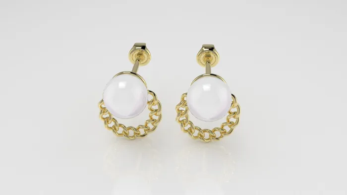Earrings 14k Yellow Gold Earrings with 2 PEARL of 65mm each JCM DESIGN JEWELRY