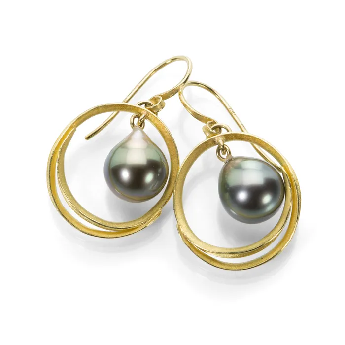 Earrings Barbara Heinrich Swirl Earrings with Tahitian Pearls