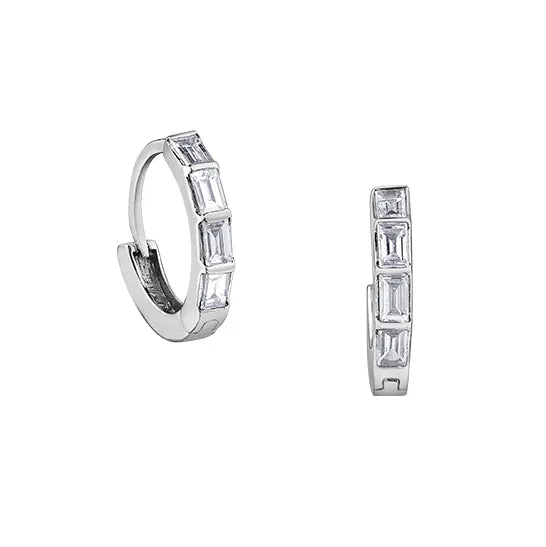 Earrings Independent Jewellers 10kt White Gold 022cttw Baguette Diamond Huggie Hoop Earrings Earrings Independent Jewellers 10kt White Gold 022cttw Baguette Diamond Huggie Hoop Earrings