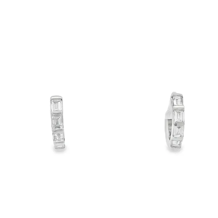Earrings Independent Jewellers 10kt White Gold 022cttw Baguette Diamond Huggie Hoop Earrings