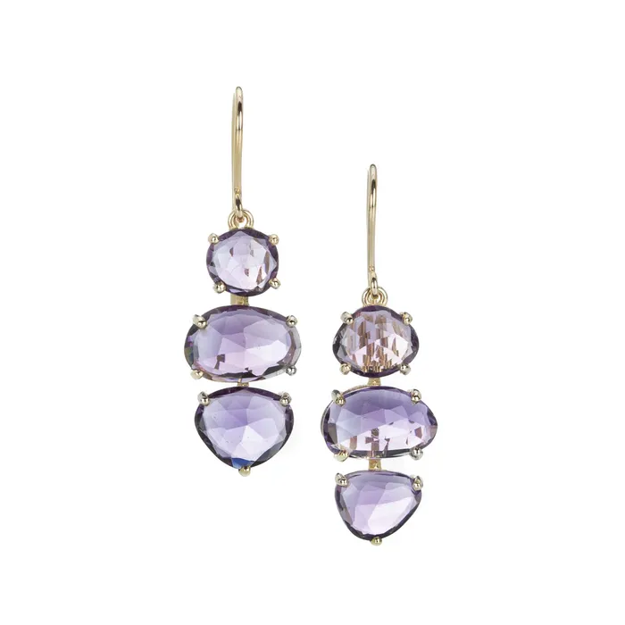 Earrings Nicole Landaw Triple Rose Cut Amethyst Earrings