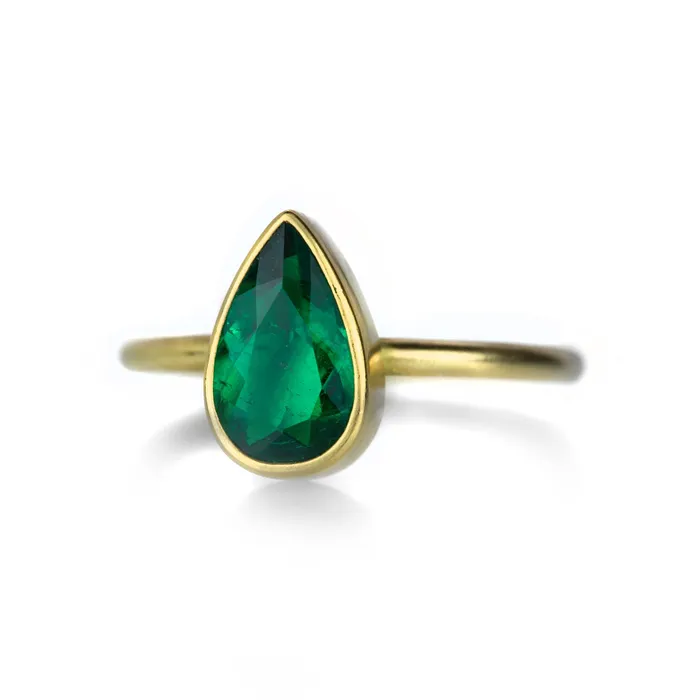 Gabriella Kiss Rings Pear Shaped Colombian Emerald Ring Gabriella Kiss Rings Pear Shaped Colombian Emerald Ring