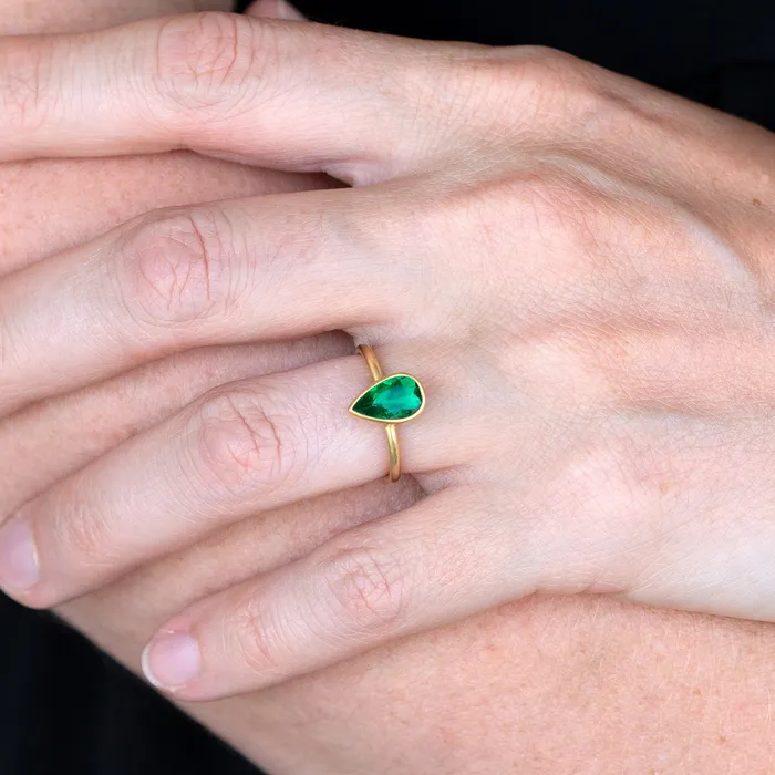 Gabriella Kiss Rings Pear Shaped Colombian Emerald Ring Gabriella Kiss Rings Pear Shaped Colombian Emerald Ring