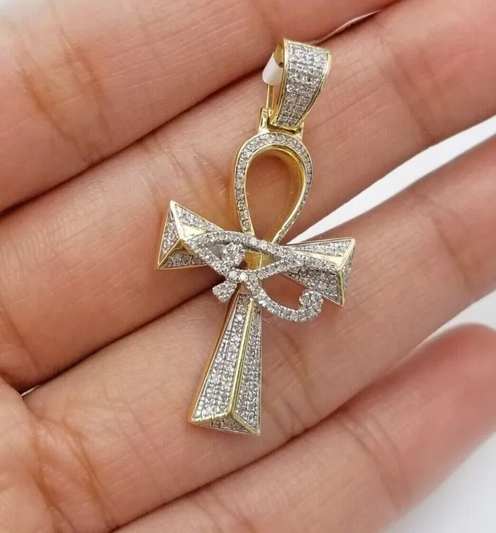 Globalwatches10 Necklaces 10k Real Gold Cross Evil Eye Pendant Genuine Diamonds Charm 10KT Globalwatches10 Necklaces 10k Real Gold Cross Evil Eye Pendant Genuine Diamonds Charm 10KT