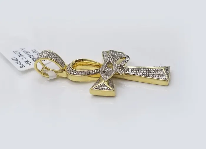 Globalwatches10 Necklaces 10k Real Gold Cross Evil Eye Pendant Genuine Diamonds Charm 10KT