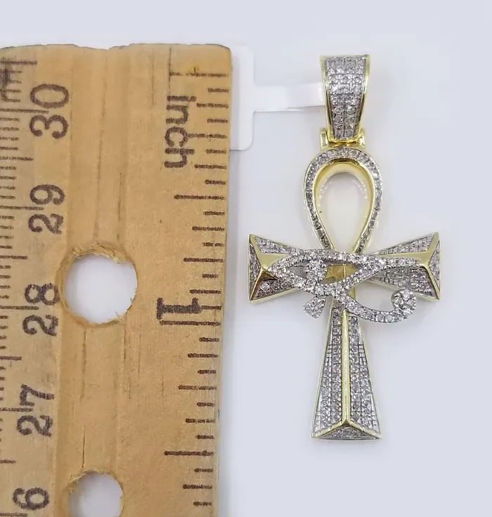Globalwatches10 Necklaces 10k Real Gold Cross Evil Eye Pendant Genuine Diamonds Charm 10KT