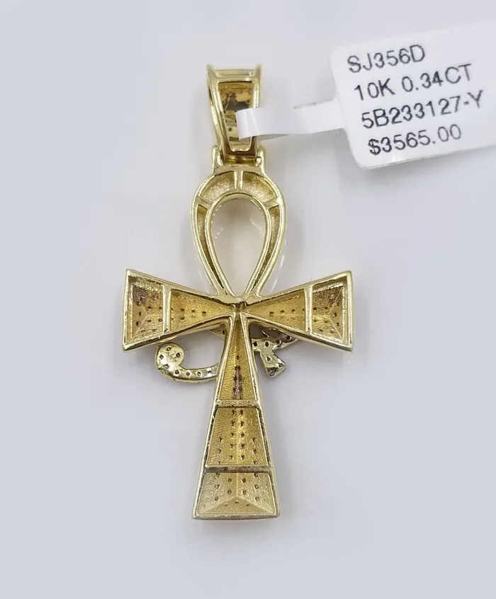 Globalwatches10 Necklaces 10k Real Gold Cross Evil Eye Pendant Genuine Diamonds Charm 10KT