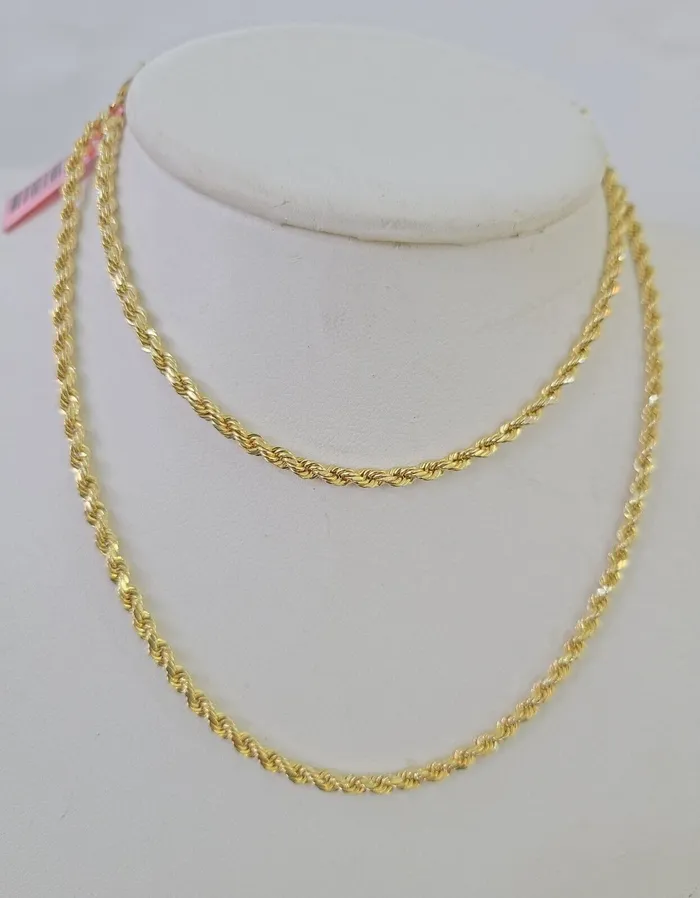 Globalwatches10 Necklaces 14k Real Rope Chain Yellow Gold 25mm 1826 Inch Men Women Genuine Necklace Globalwatches10 Necklaces 14k Real Rope Chain Yellow Gold 25mm 1826 Inch Men Women Genuine Necklace