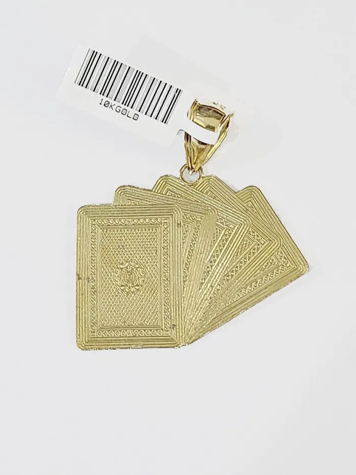 Globalwatches10 PreStyled Sets 10K Yellow Gold Cards Royal Flush Charm Pendant Gold 10k