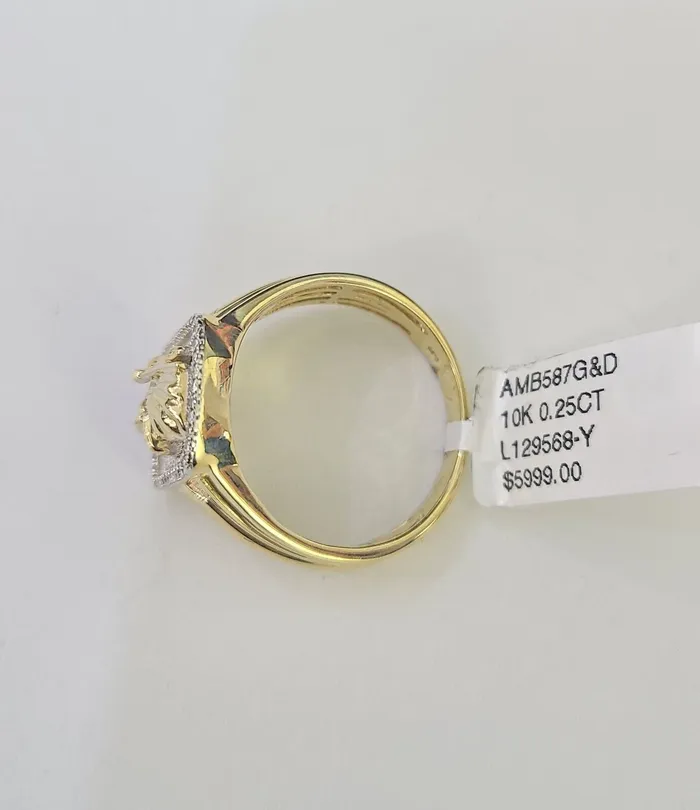 Globalwatches10 Real 10k Diamond Mens Ring Saint Jude Band Yellow Gold Casual Genuine Natural Rings