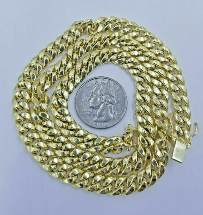 Gold and Diamond 10k Gold Miami Cuban Chain Necklace 8mm 26 Matching Bracelet 75 8 85 9 Necklaces