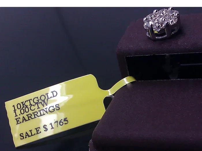 Gold and Diamond Earrings New Elegent 10k White Gold 1CT Diamond Flower Shape Earring MenWomen