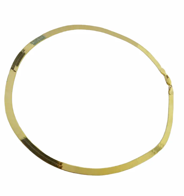 Gold and Diamond Necklaces Real 10K Yellow Gold 5mm Herring Bone Chain Necklace 20 Inch Lobster lock