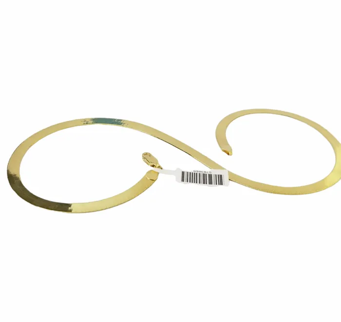Gold and Diamond Necklaces Real 10K Yellow Gold 5mm Herring Bone Chain Necklace 20 Inch Lobster lock