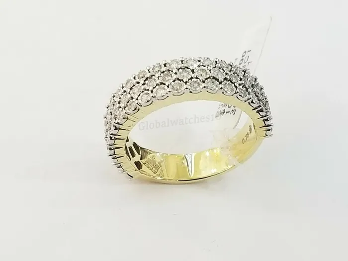 Gold and Diamond Rings Mens Band 10k Yellow Gold Genuine Diamonds 075 CT Ring SIZE 10 Three Row DREAL