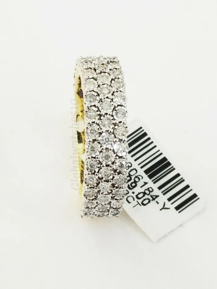 Gold and Diamond Rings Mens Band 10k Yellow Gold Genuine Diamonds 075 CT Ring SIZE 10 Three Row DREAL