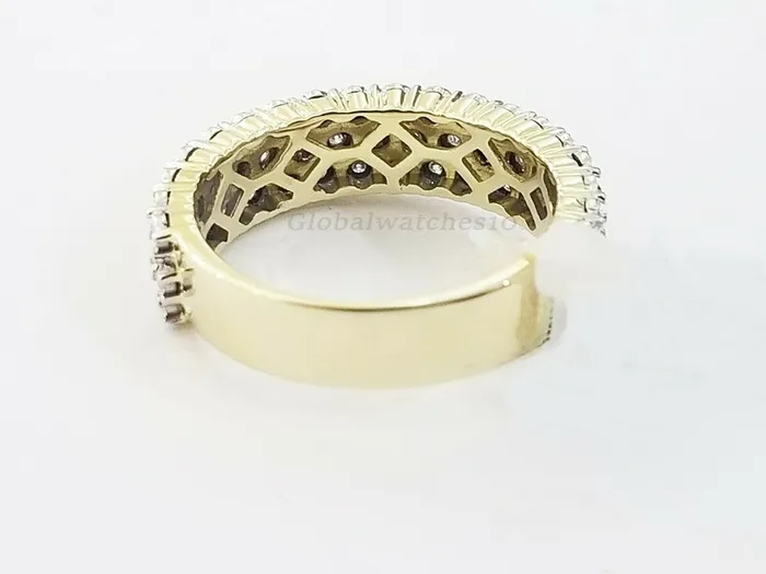 Gold and Diamond Rings Mens Band 10k Yellow Gold Genuine Diamonds 075 CT Ring SIZE 10 Three Row DREAL