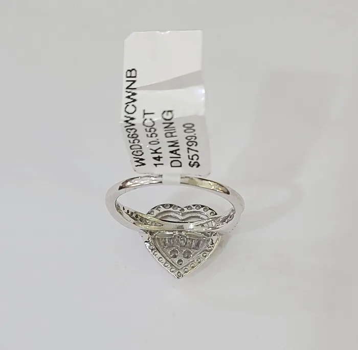 Gold and Diamond Rings REAL 14k White Gold Diamond Ring Heart Shaped Ladies Wedding Engagement