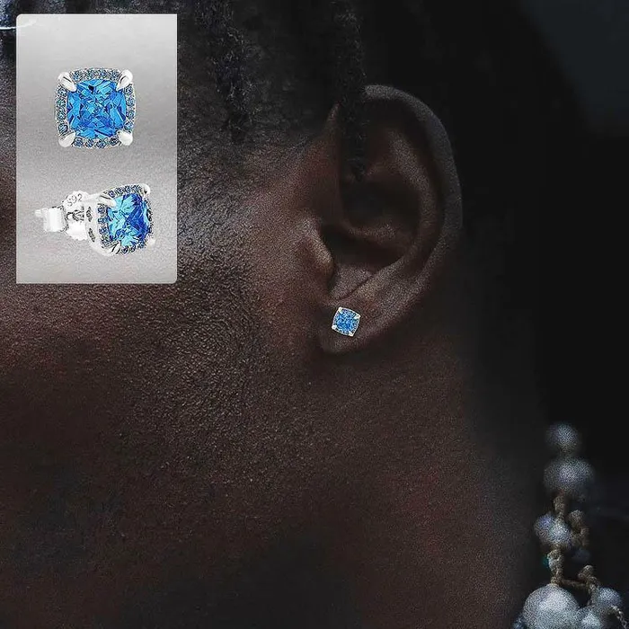 Iced Out Square Stud Diamond Earrings KRKC Earrings