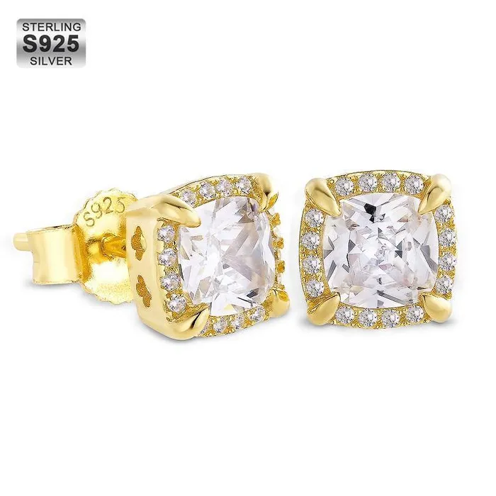 Iced Out Square Stud Diamond Earrings KRKC Earrings