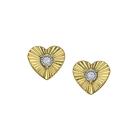 Independent Jewellers Earrings 10kt TwoTone Gold Diamond Heart Stud Earrings Independent Jewellers Earrings 10kt TwoTone Gold Diamond Heart Stud Earrings