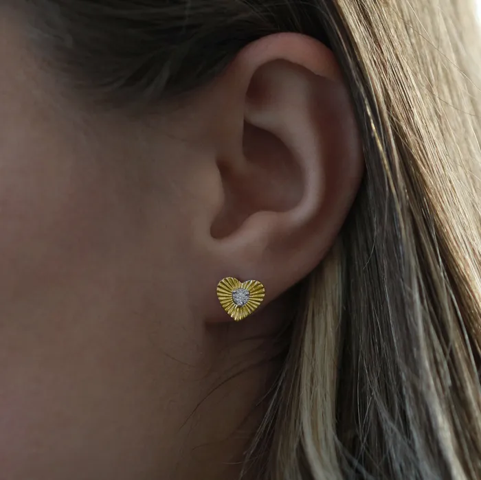 Independent Jewellers Earrings 10kt TwoTone Gold Diamond Heart Stud Earrings Independent Jewellers Earrings 10kt TwoTone Gold Diamond Heart Stud Earrings