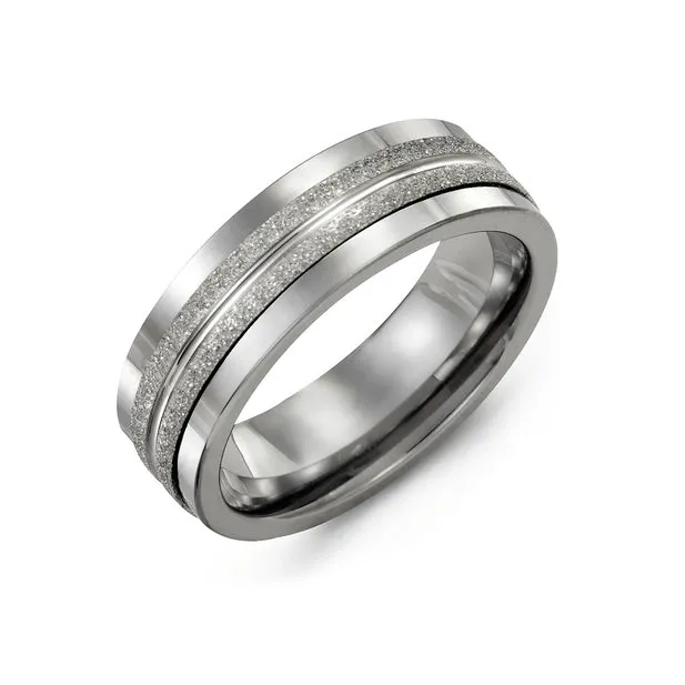 Madani Rings Tungsten and White Gold Laser Finish Wedding Ring