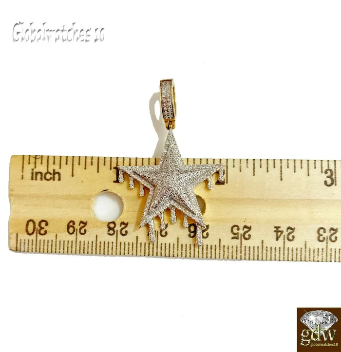 Necklaces Gold and Diamond 10k Gold Diamond Charm with Rope Chain in 20 22 24 26 inch Star Shape Pendant