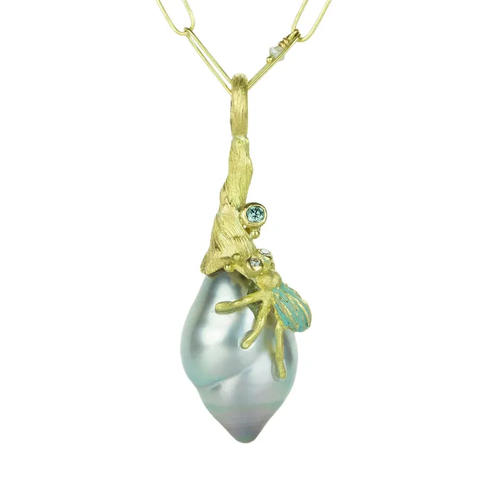 Pearl Pendant with Beetle Pendant Only Lene Vibe Necklaces