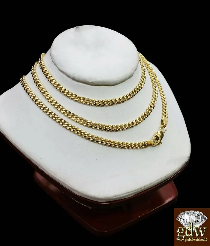 PreStyled Sets Gold and Diamond 10k Gold Chain For MensWomen Real Gold Cuban Chains 20 22 24 26 28 30 3mm PreStyled Sets Gold and Diamond 10k Gold Chain For MensWomen Real Gold Cuban Chains 20 22 24 26 28 30 3mm