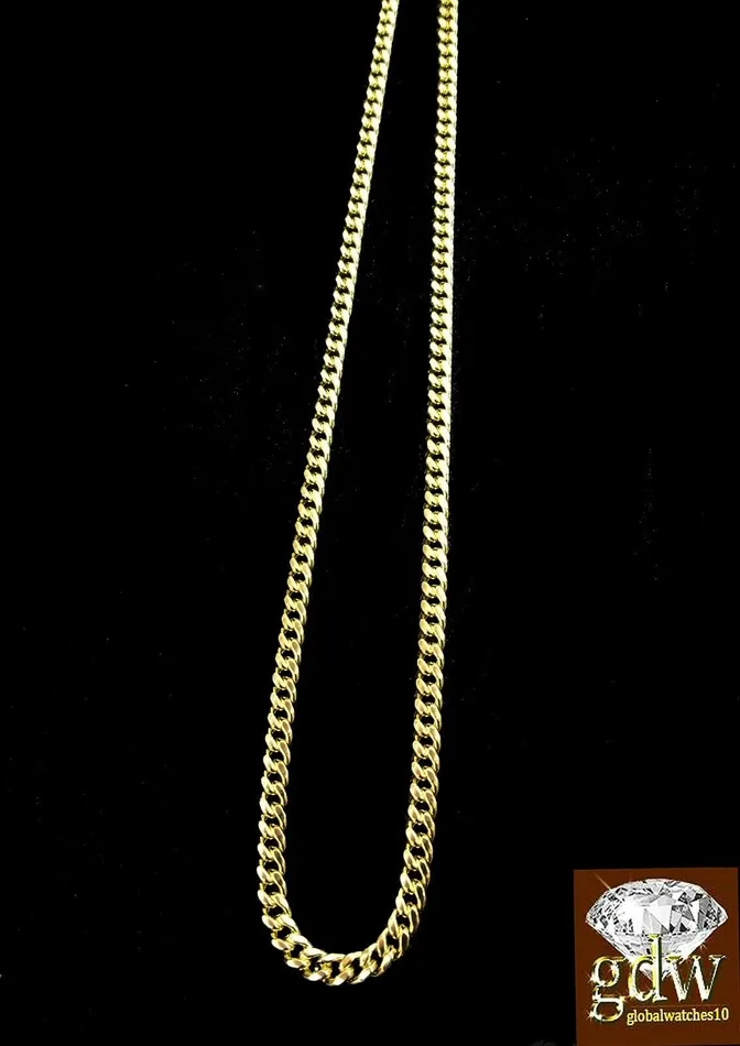PreStyled Sets Gold and Diamond 10k Gold Chain For MensWomen Real Gold Cuban Chains 20 22 24 26 28 30 3mm