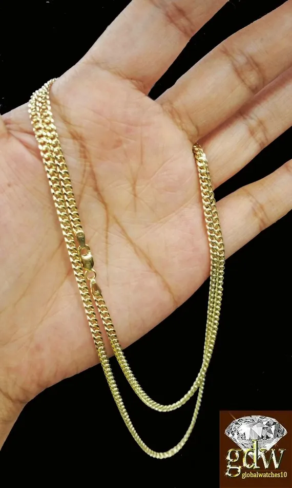 PreStyled Sets Gold and Diamond 10k Gold Chain For MensWomen Real Gold Cuban Chains 20 22 24 26 28 30 3mm