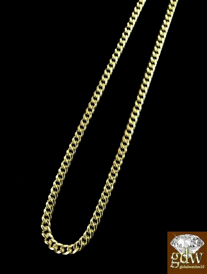 PreStyled Sets Gold and Diamond 10k Gold Chain For MensWomen Real Gold Cuban Chains 20 22 24 26 28 30 3mm