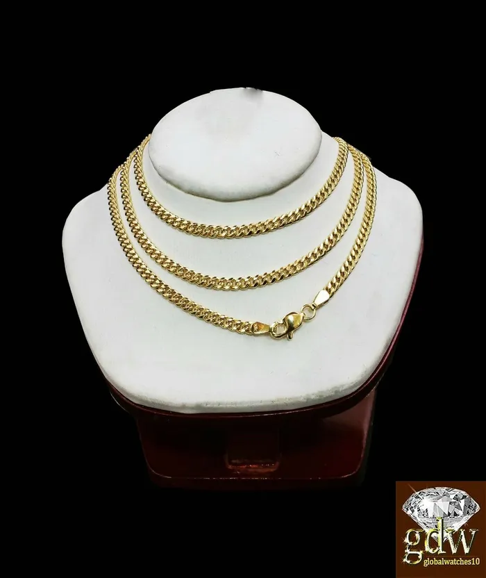 PreStyled Sets Gold and Diamond 10k Gold Chain For MensWomen Real Gold Cuban Chains 20 22 24 26 28 30 3mm