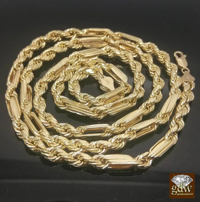 Real 10k Yellow Gold Milano Rope Chain Necklace 5mm 22 inch Free Shipping Sale Gold and Diamond Necklaces