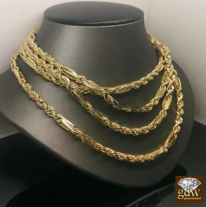 Real 10k Yellow Gold Milano Rope Chain Necklace 5mm 22 inch Free Shipping Sale Gold and Diamond Necklaces