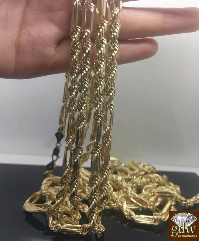 Real 10k Yellow Gold Milano Rope Chain Necklace 5mm 22 inch Free Shipping Sale Gold and Diamond Necklaces