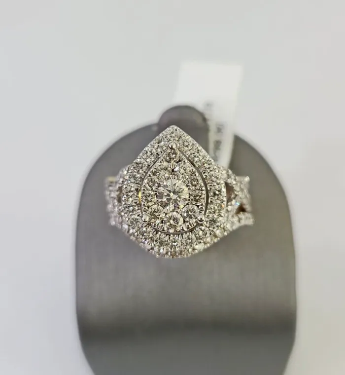 Real 14k Diamond Ladies Ring Pear Shaped Yellow Gold Women Engagement Wedding Gold and Diamond Rings