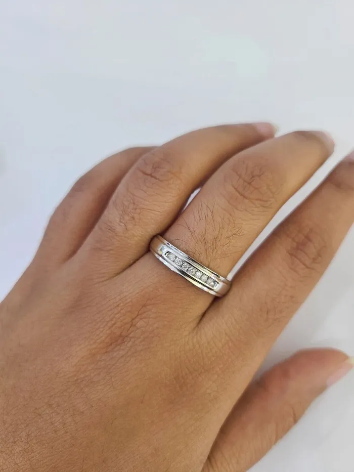 REAL 14k Diamond Ring White Gold Ladies Men Trio SET Wedding Engagement Genuine Gold and Diamond Rings