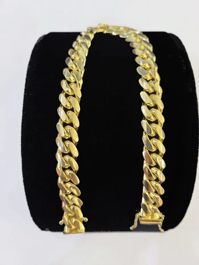 Real 14K Yellow Gold Miami Cuban Bracelet 85 Inch 9mm 14K Box Clasp Link Gold and Diamond Bracelets