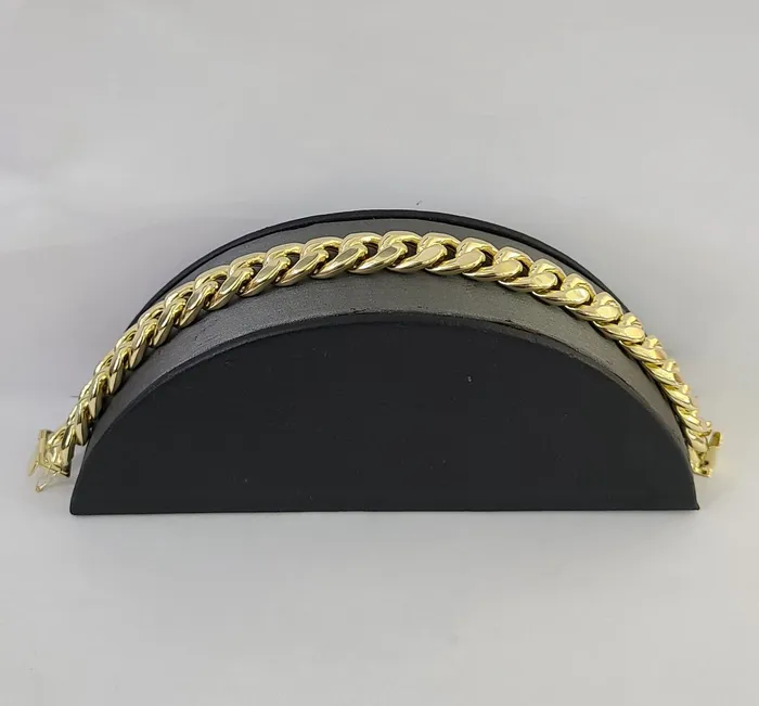 Real 14K Yellow Gold Miami Cuban Bracelet 85 Inch 9mm 14K Box Clasp Link Gold and Diamond Bracelets