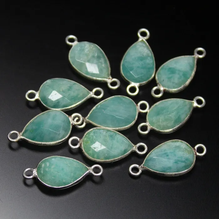 Rings Beads Supplies USA 5pc 18mm Amazonite Checker Pear Briolette 925 Sterling Silver Connector Amazonite Connector Rings Beads Supplies USA 5pc 18mm Amazonite Checker Pear Briolette 925 Sterling Silver Connector Amazonite Connector
