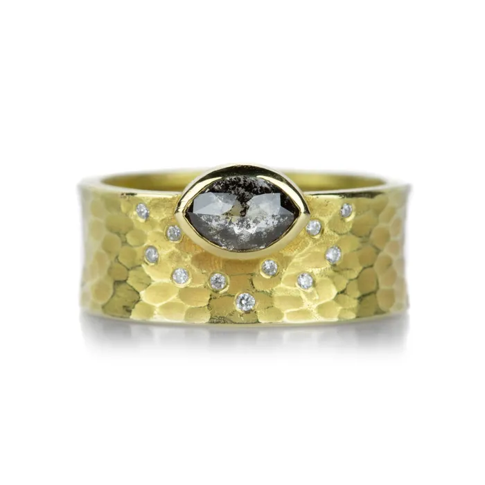 Rings Carved Glacier Band with Marquise Diamond Barbara Heinrich